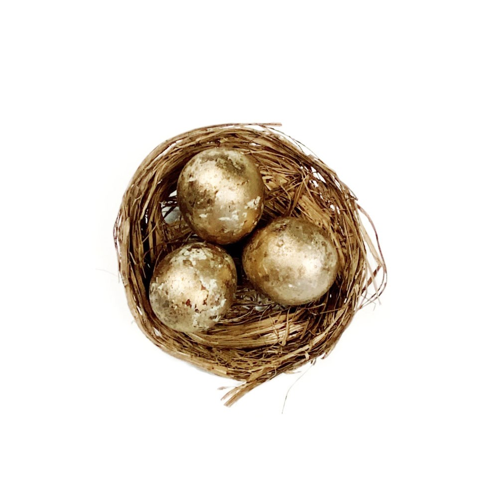 Nest mit 3 Ostereier gold
