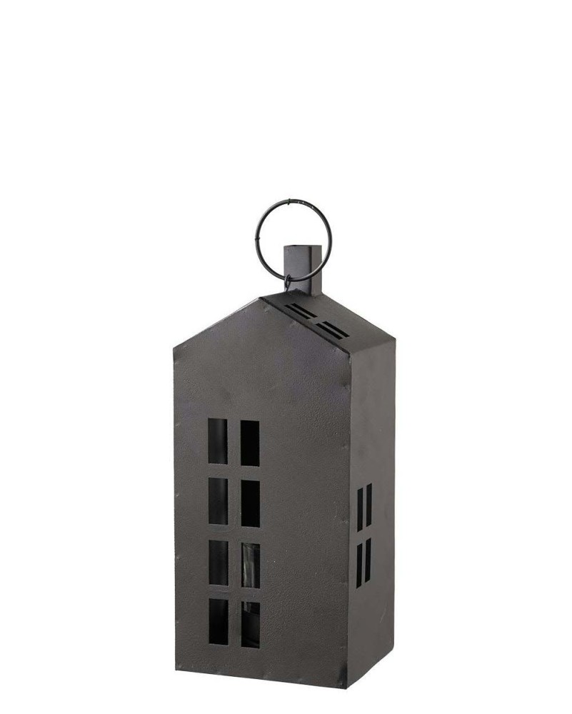 Windlicht Haus Metall H22 cm schwarz