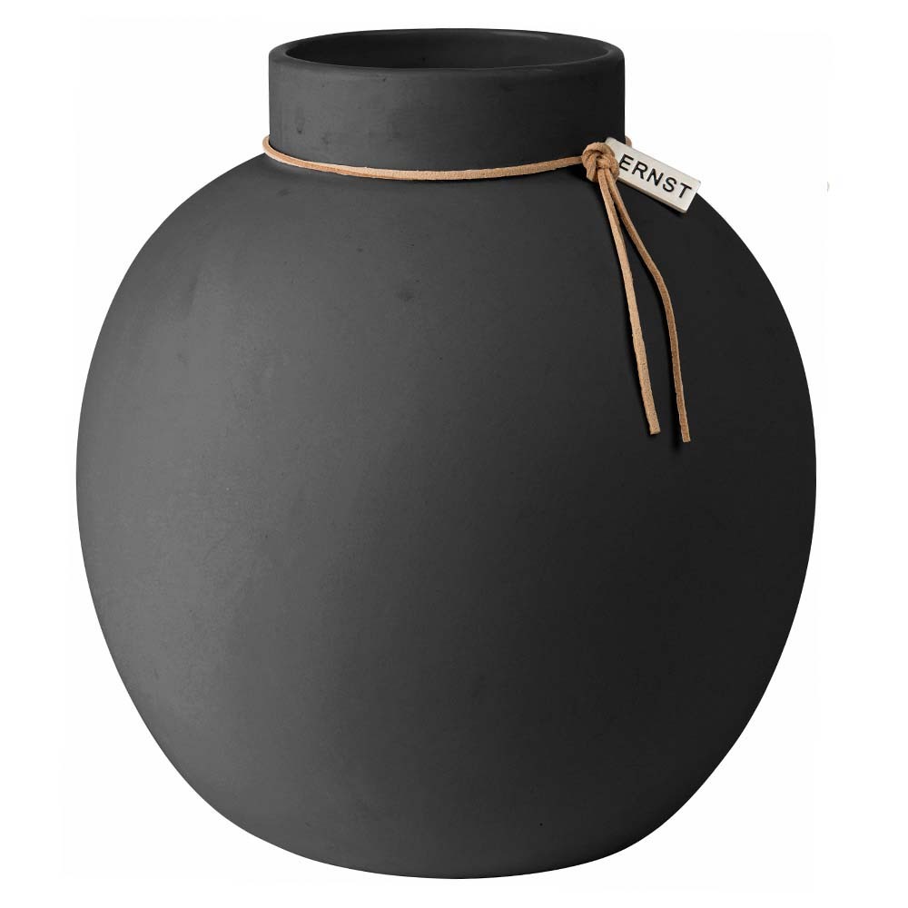 Steingut Vase schwarz H22 cm